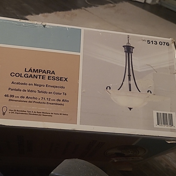 HAMPTON BAY ESSEX HANGING PENDANT FIXTURE NEW - Picture 2 of 5